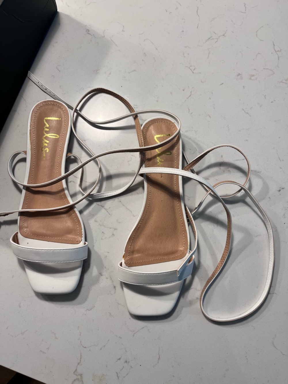 Lulu's White Lace-Up Square-Toe Sandals